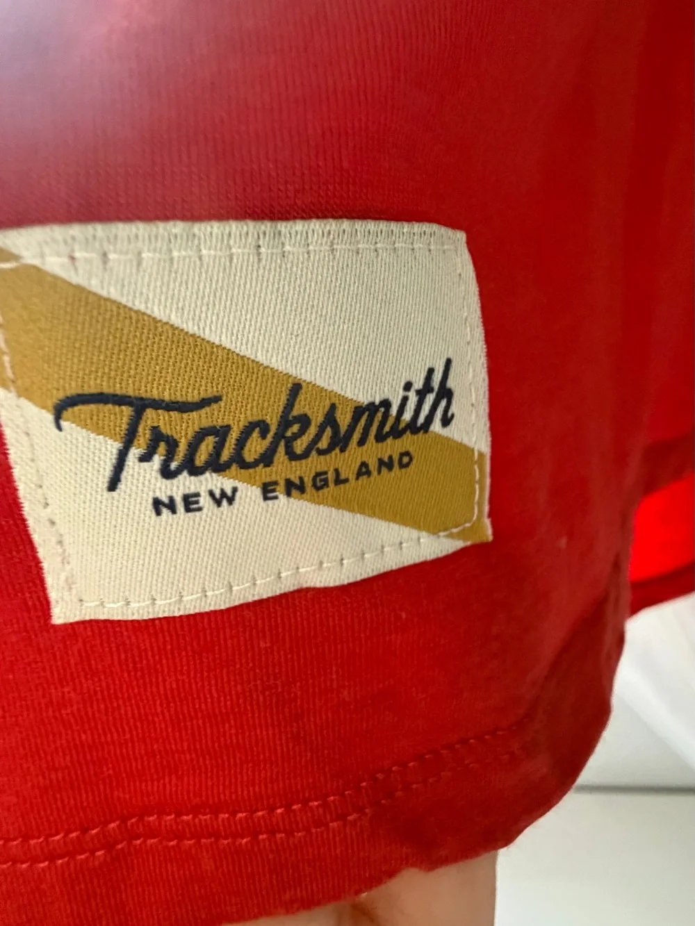 Tracksmith orange red Men's Crew Neck Shirt - Picture 3 of 8